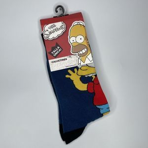 Simpsons Socks Bart and Homer Simpson Adult One Size Blue Retro NWT